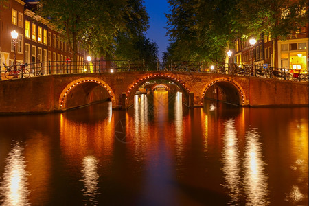 阿姆斯特丹运河上的桥图片