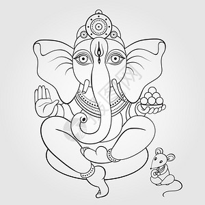 科尼什印度教神迦内沙矢量手画的插图插画