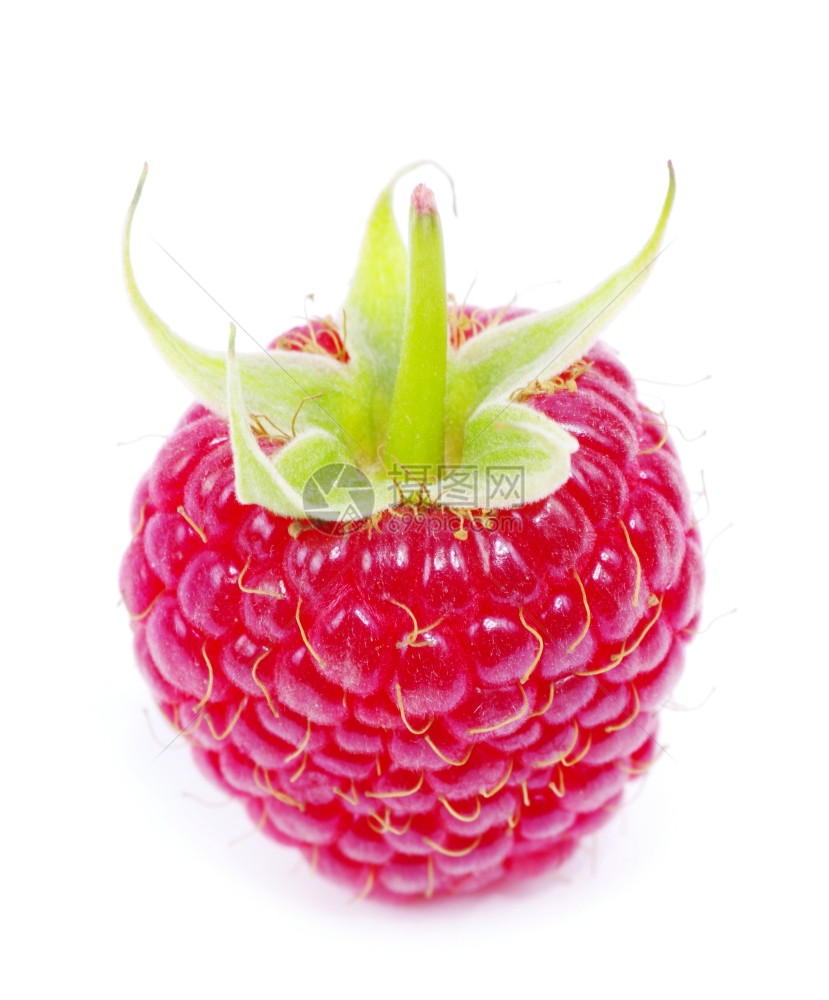 白色背景上隔离的新鲜raspberry关闭图片