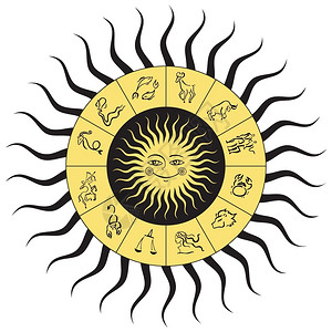 出生的太阳星座圆圈Zodiac星号矢量说明插画
