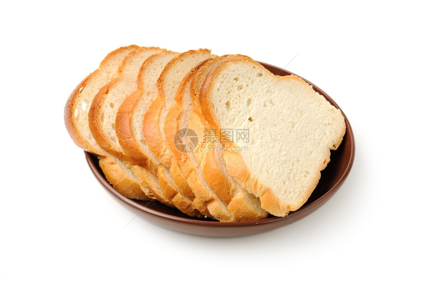切面包在盘上图片