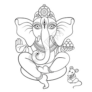 科尼什印度教神迦内沙矢量手画的插图插画