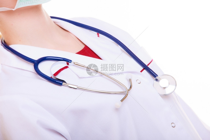 女部分身着白大衣医生或护士与听诊器隔离医疗人员负责保险图片