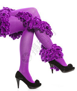 女时装长腿紫色丝袜高跟鞋图片