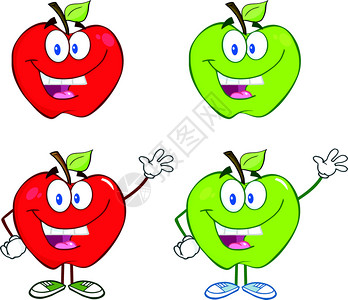 欢乐的红绿苹果图片