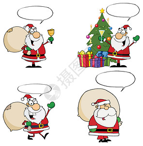 茶叶泡袋圣诞老人卡通字符带有Spech泡插画
