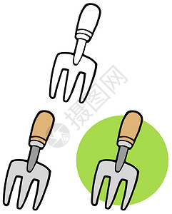叉勺罐刀园艺工具插画