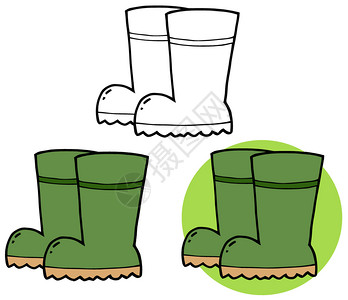 绿色园林橡胶靴子 图片