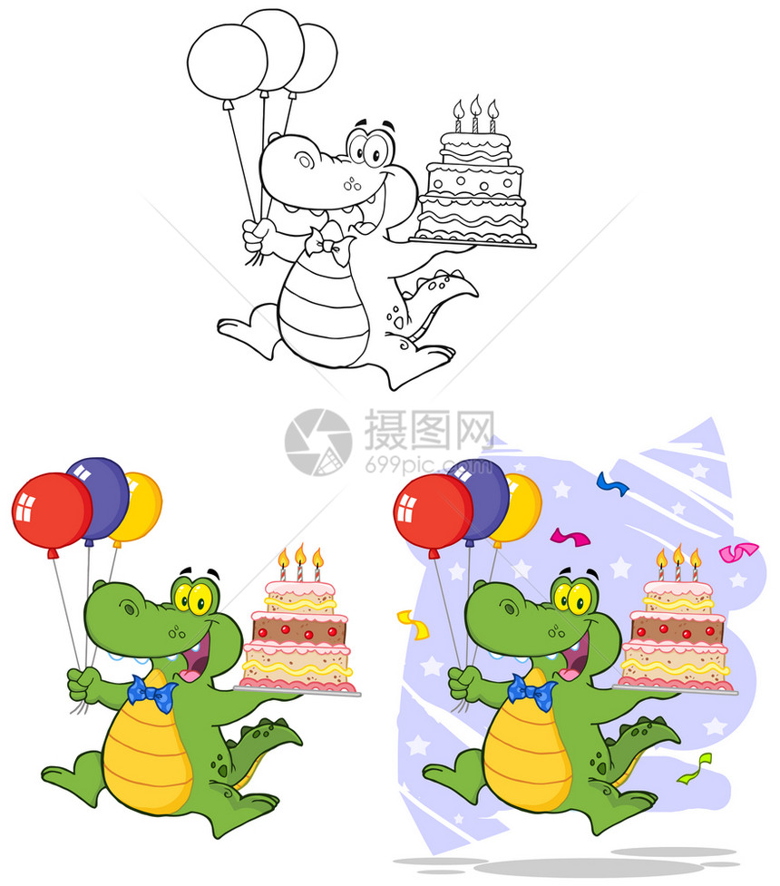 生日鳄鱼持有蛋糕收藏集图片