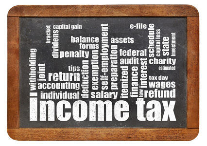 旧黑板上的收入税字词云图片
