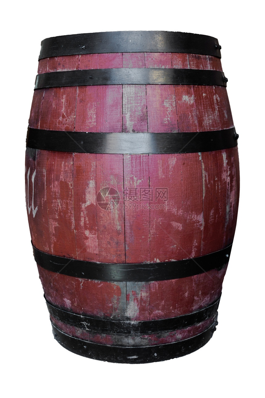 木Barrel由木制的Barrel被白种背景隔离图片