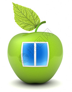 苹果形式的绿屋背景图片
