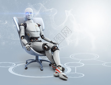 机器人秘书机器人坐在椅子上背景