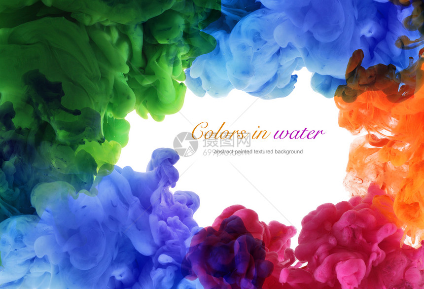 水中的丙烯酸颜色和墨水背景摘要图片