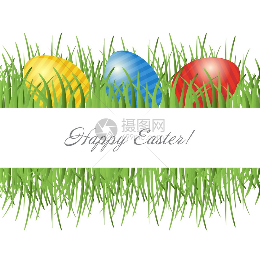 复活节卡片在绿草上加鸡蛋还有写短信的地方图片