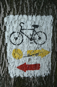 旅游自行车足迹的涂料图片