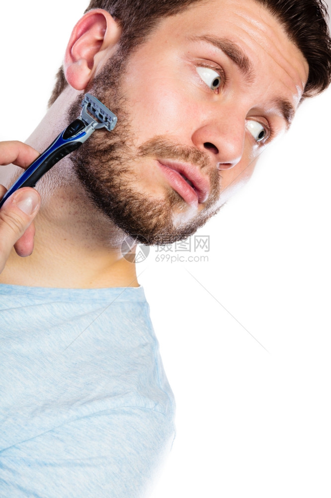 健康美貌和皮肤护理概念男脸部的缝合年轻男子的胡图片