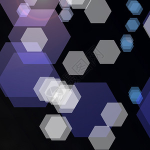 Bokeh带有蓝色六边形的抽象黑色技术背景图片