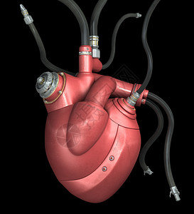 黑色背景的机械心脏图片