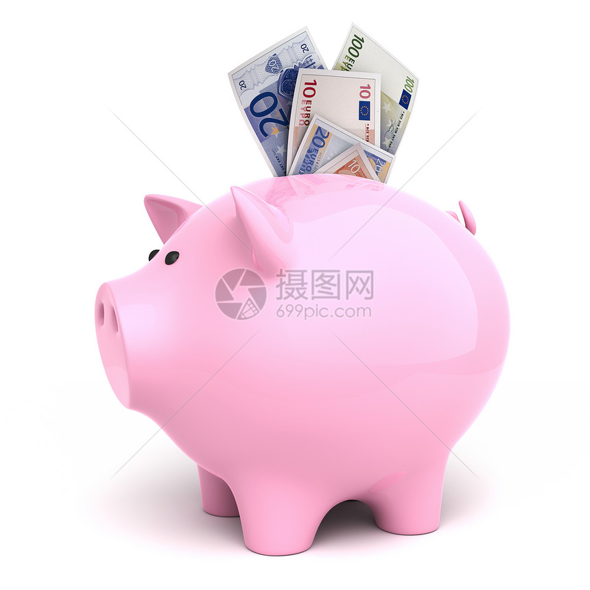 带钞票的小猪银行欧元图片