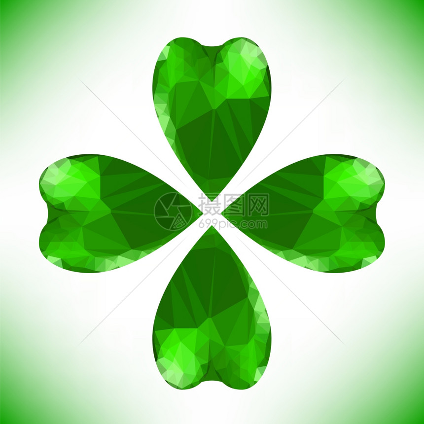 四叶三草爱尔兰shamrockStPatricksDay符号对你的设计有用在白色背景中孤立的绿色玻璃三叶草时髦的抽象StPatr图片