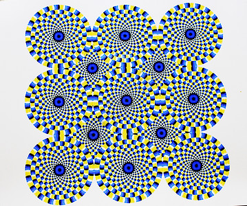 数字抽象图像蓝色红黄绿和紫爆炸产生一种运动的光学幻觉背景图片