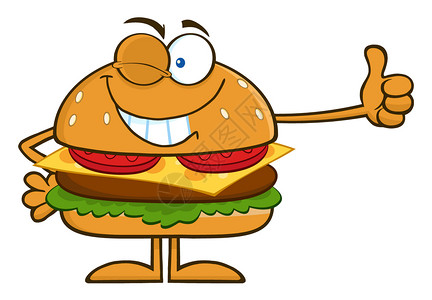 汉堡包卡通卡通可爱的汉堡人物形象插画