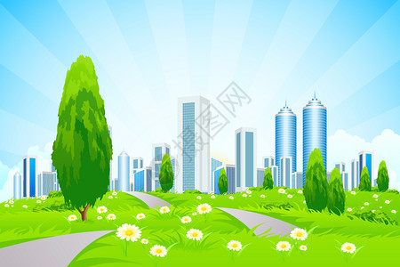 绿色城市景观背景图片