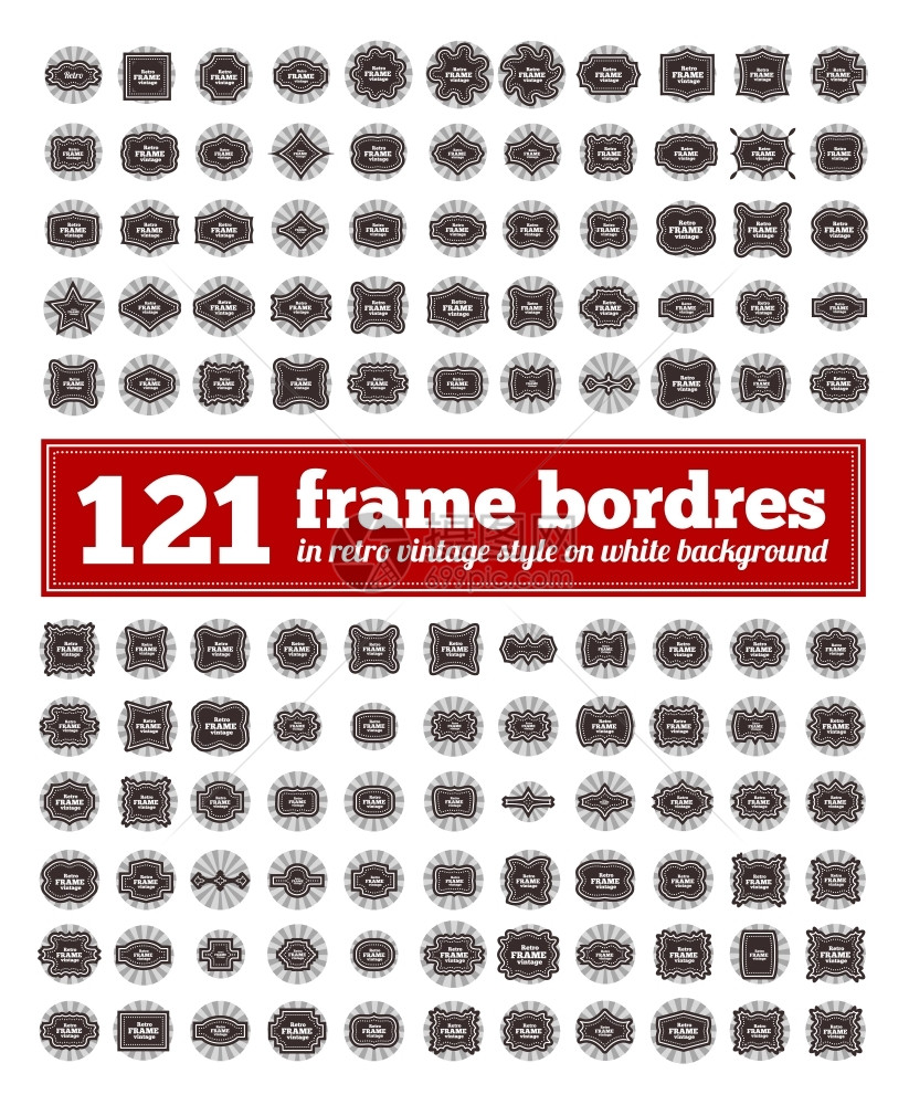 12边框以旧样式为格矢量插图图片
