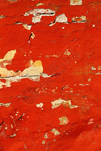 古旧风化的红砖墙漆碎片背面图片