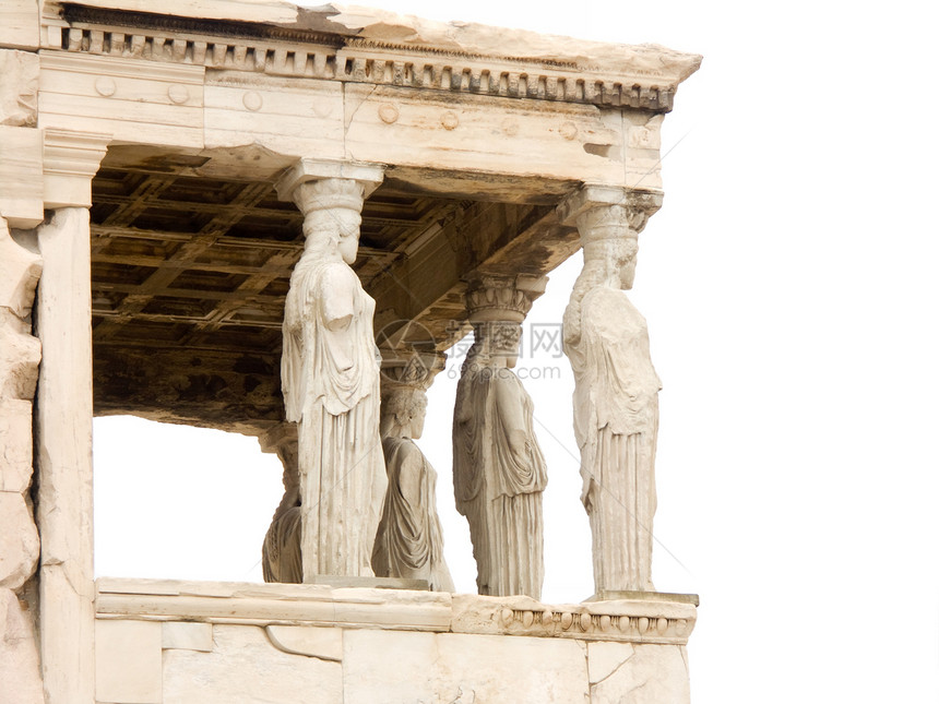 Achopolis的帕台宁神庙希腊雅典白色背景图片