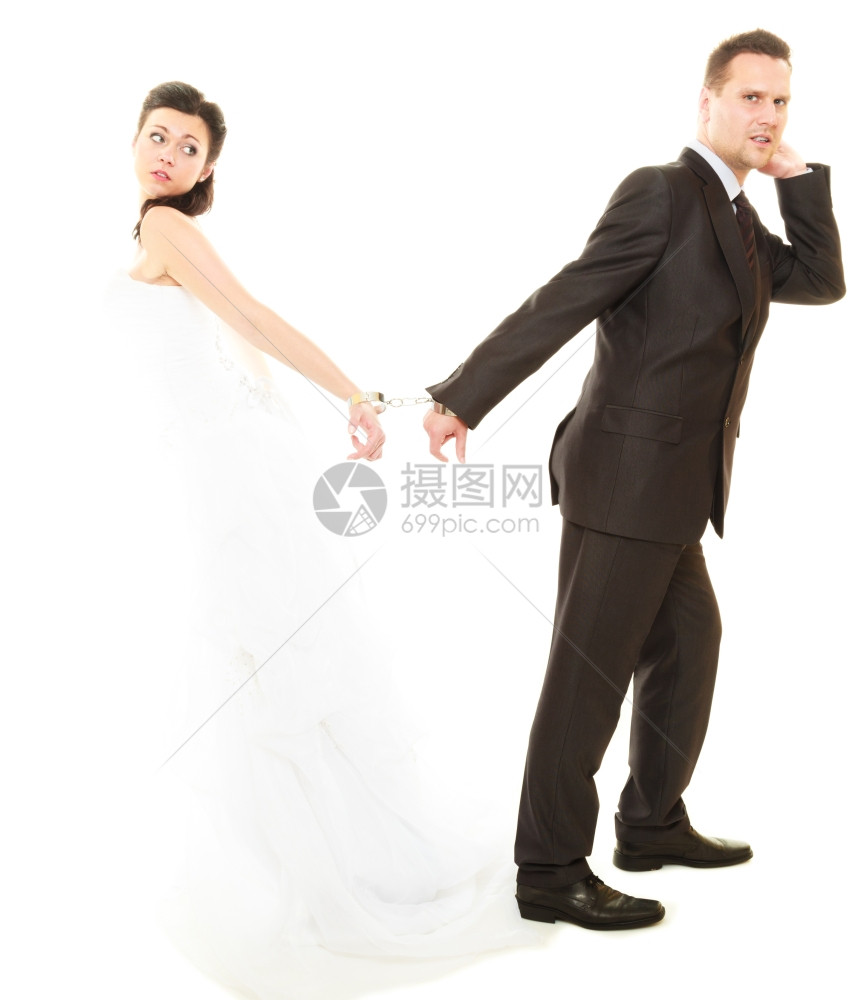夫妻关系新娘和郎手上戴铐的新娘和郎图片