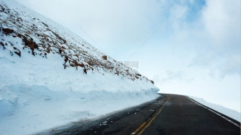 通往冬季科罗拉多州派克峰的公路图片