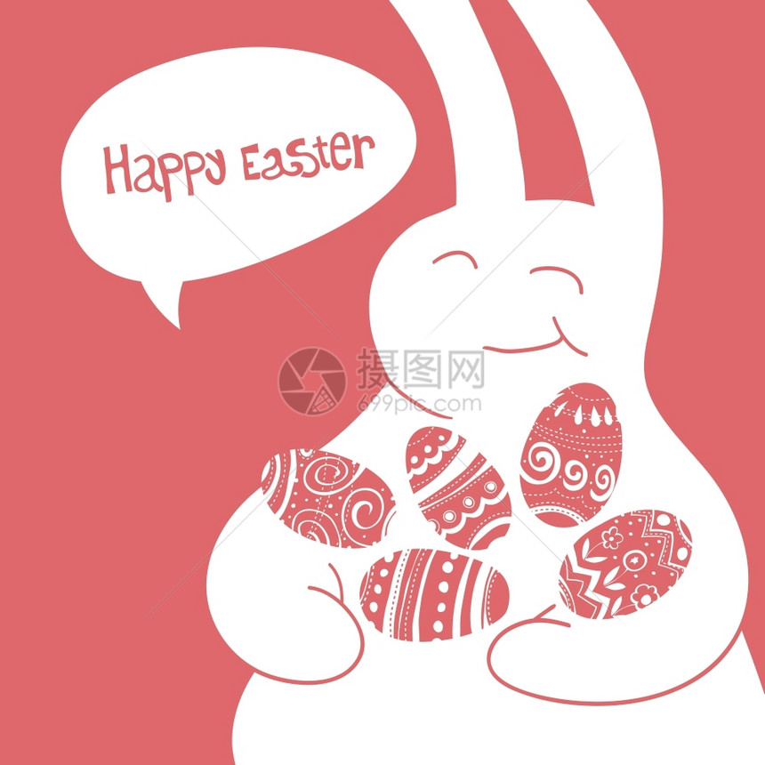 带鸡蛋的复活节兔子图片