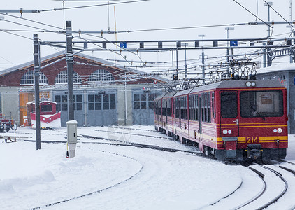 瑞士阿尔卑斯山的火车站JUNGFRAU瑞士高清图片