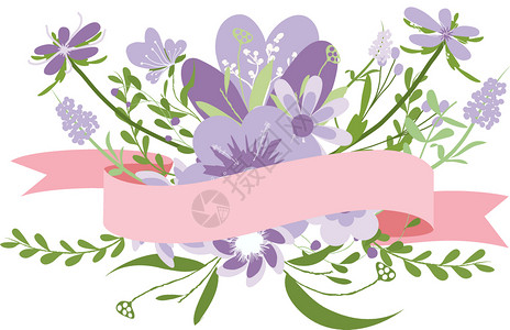 美丽的紫花婚礼元素图片
