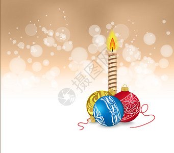 圣诞鹿蜡烛圣诞节球和蜡烛插画