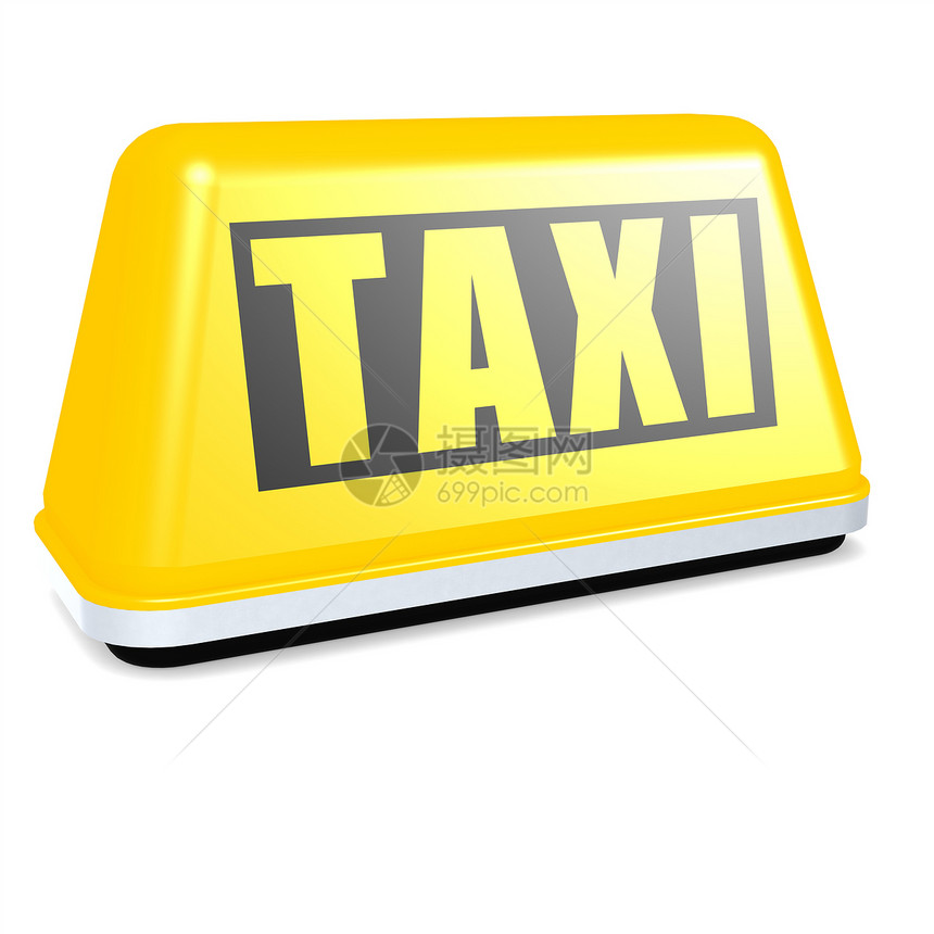 白色背景孤立的黄出租车顶标志图片