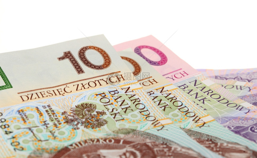 波兰钞票102兹罗提钞票孤立在白色上金融经济图片