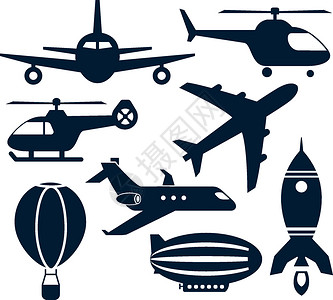 小型飞机一套飞机图标插画