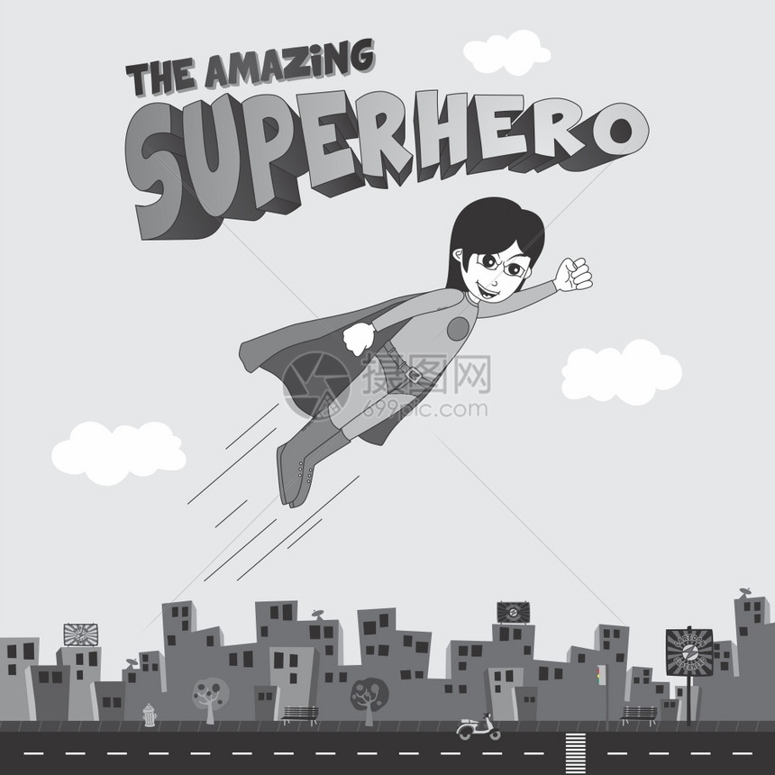 可编辑的超级英雄漫画矢量图形艺术设计插图片