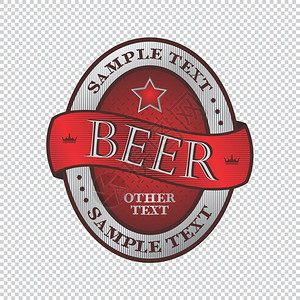 红色啤酒吊牌啤酒标签主题矢量图形插画