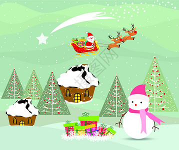 圣诞快乐卡片雪人和礼物图片