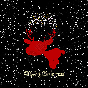 陪你一起过圣诞字体与鹿一起的圣诞卡快乐插画