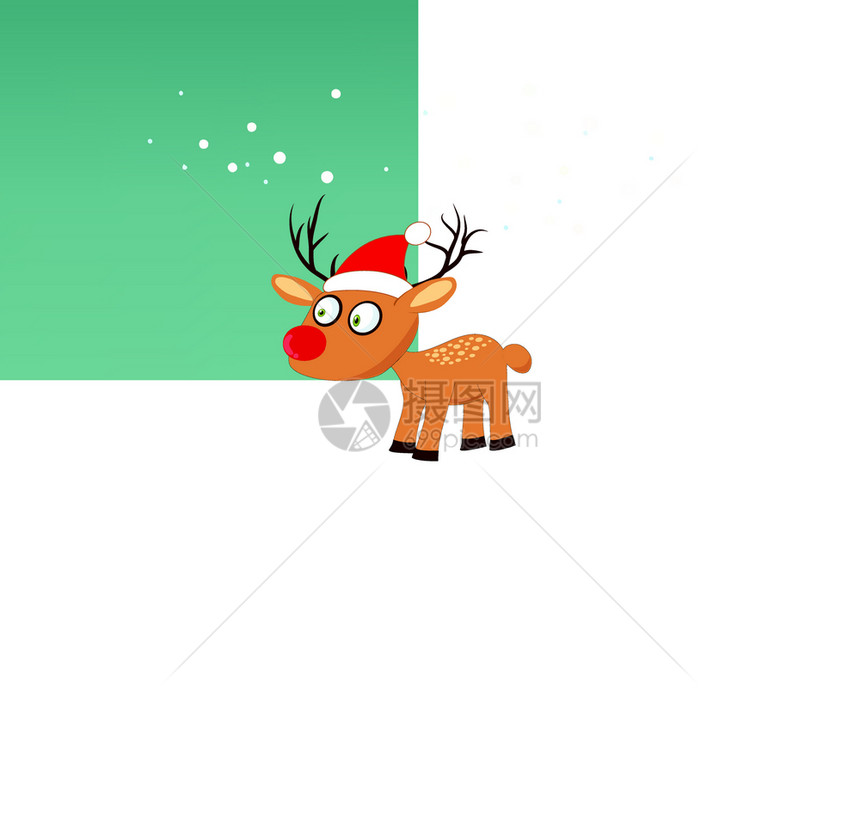 带鹿和礼物的圣诞快乐卡图片