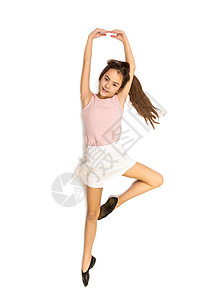 单独拍摄的可爱笑女孩跳舞芭蕾图片