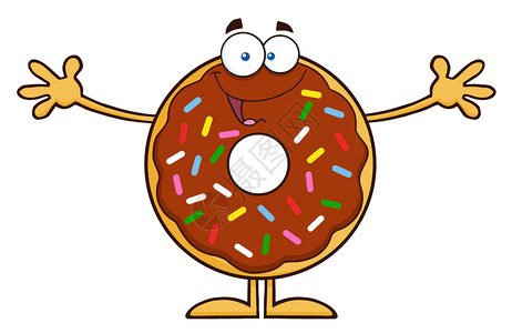 你看起来好像很好吃巧克力甜圈卡通字符与Sprinkles想要抱插画