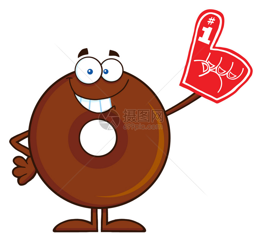 巧克力甜圈卡通字符戴上泡沫手指图片