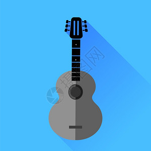 蓝色吉他蓝背景上的吉他插画