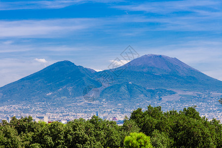 维苏威火山意大利那不勒斯背景